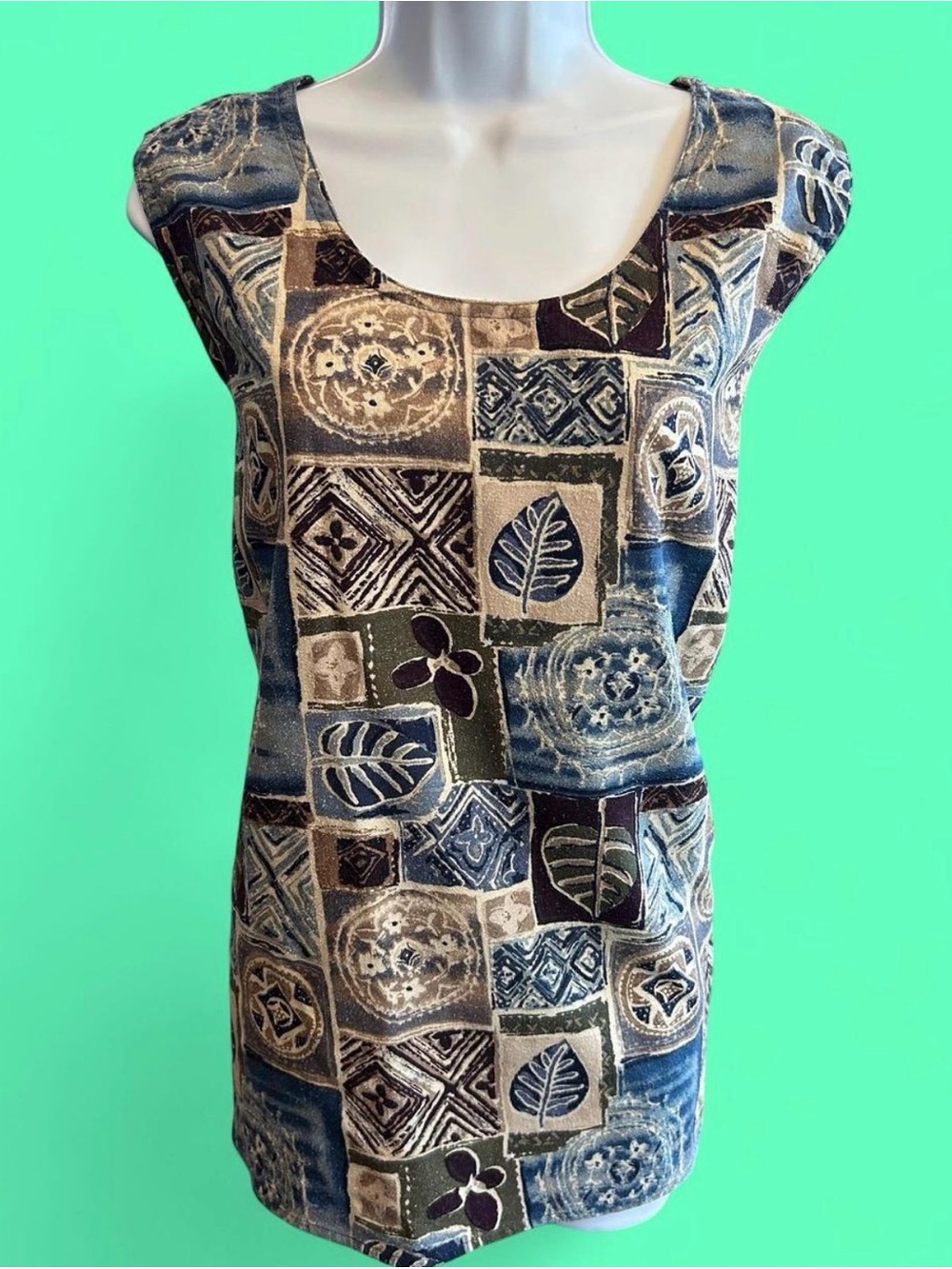 Vintage 90’s abstract block print sleeveless tank